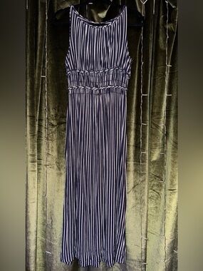 M.S.S.P. Striped Sleeveless Maxi Dress - Navy & White